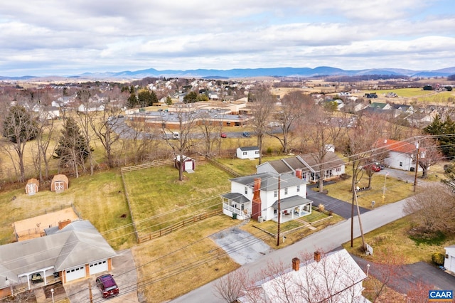 aerial view with a residential view and a mountain view