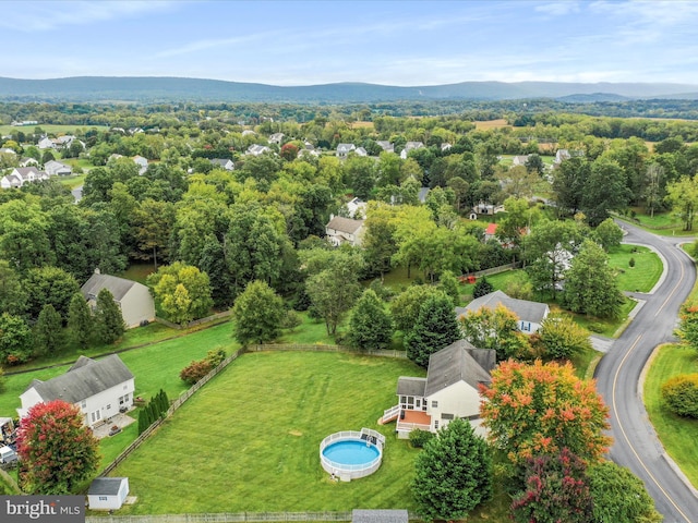 aerial view with a mountain view