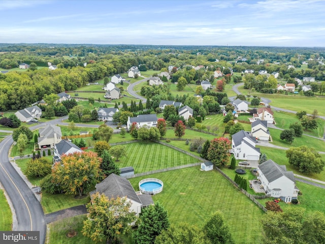 bird's eye view with a residential view