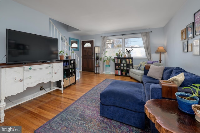 living area featuring wood finished floors