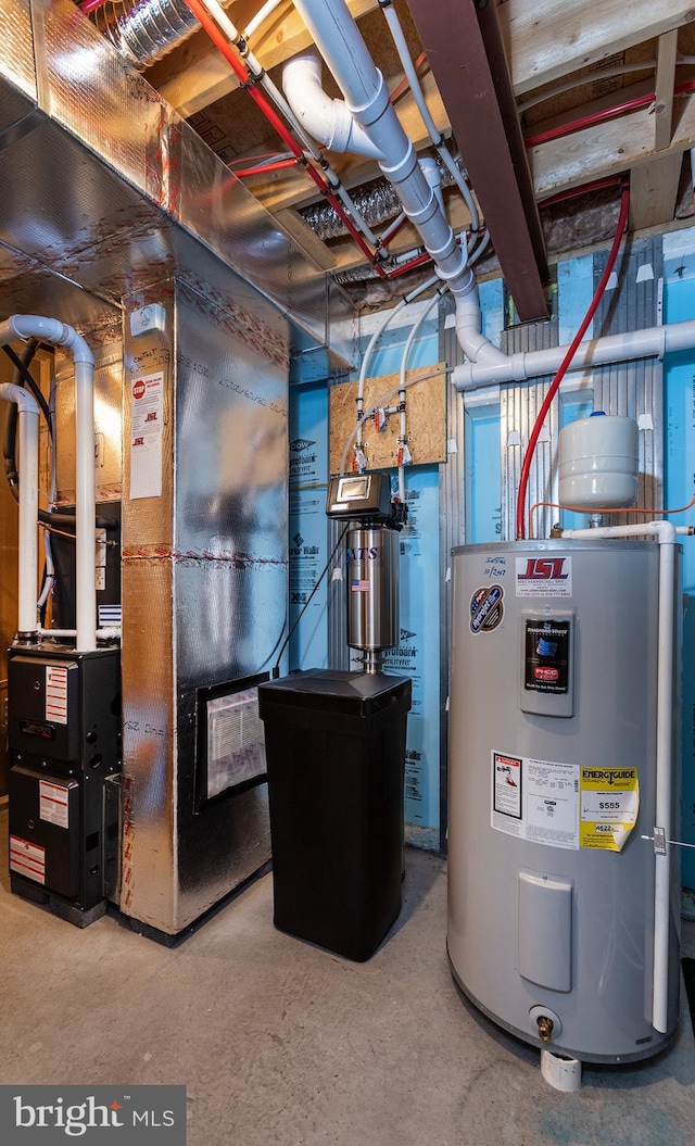 utility room featuring electric water heater