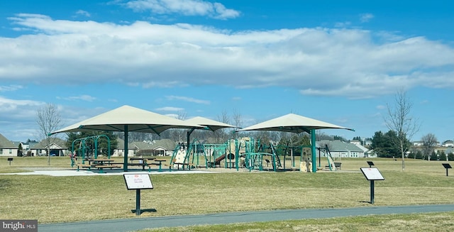 community play area with a yard