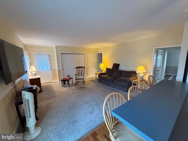 living room with carpet flooring