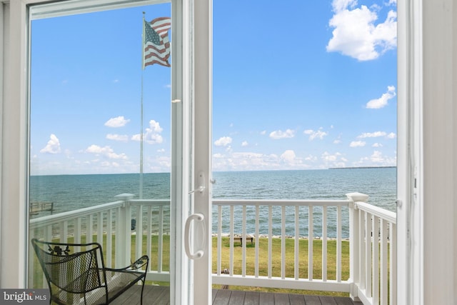 balcony with a water view