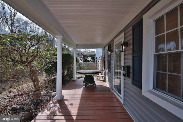 deck featuring a porch