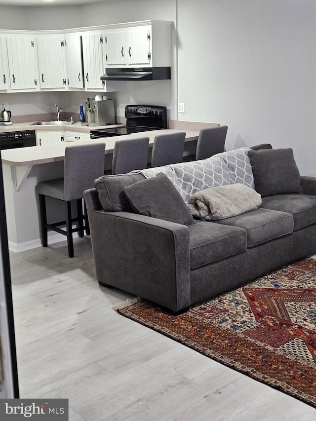 living room with light wood-type flooring