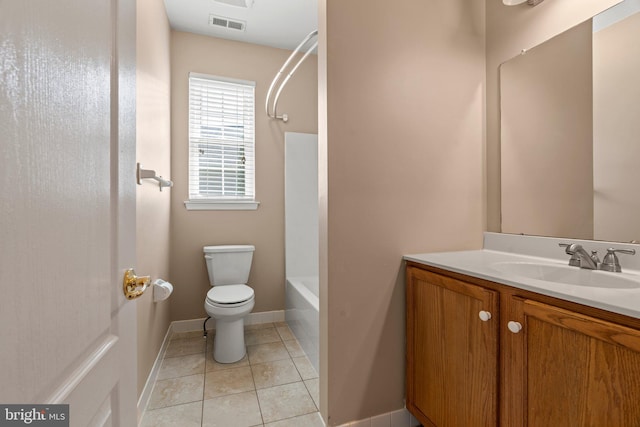 119 Glengarry Ln, Hainesport, NJ 08036 - full bath with toilet, vanity, tile patterned flooring, baseboards, and shower / bath combination