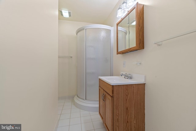 119 Glengarry Ln, Hainesport, NJ 08036 - bathroom with a stall shower, vanity, and tile patterned flooring
