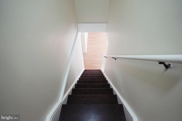 staircase with wood finished floors