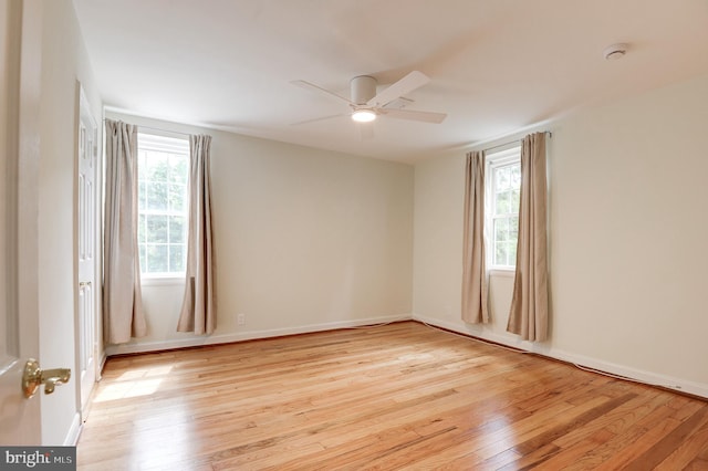 4911 29th Rd S, Arlington, VA 22206 - empty room with light wood-style flooring, a ceiling fan, plenty of natural light, and baseboards
