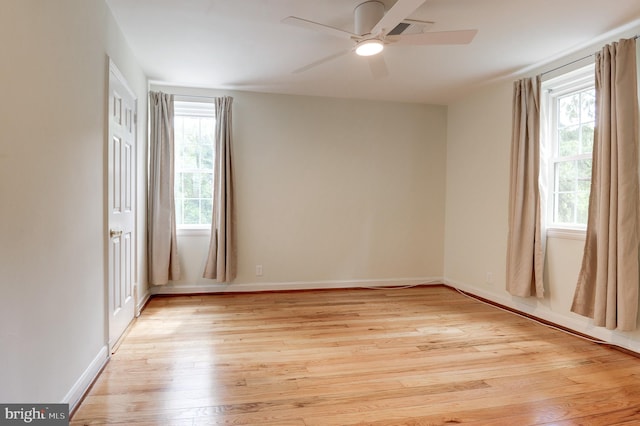 4911 29th Rd S, Arlington, VA 22206 - unfurnished room with plenty of natural light, light wood-style flooring, ceiling fan, and baseboards