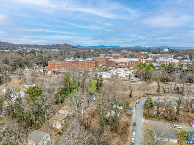 bird's eye view with a mountain view