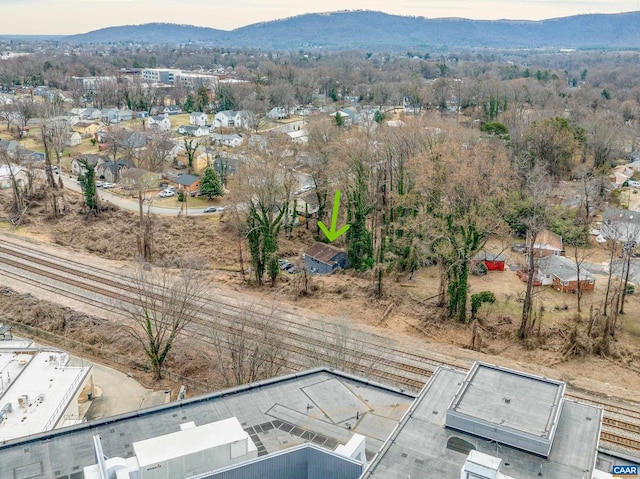 bird's eye view with a mountain view