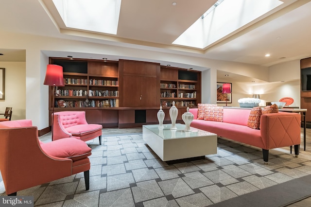 living area with a skylight