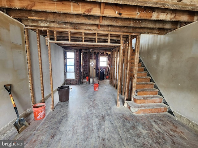 basement with stairway