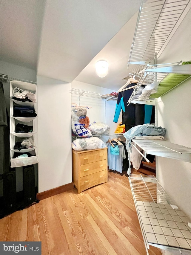 walk in closet featuring light wood-style floors