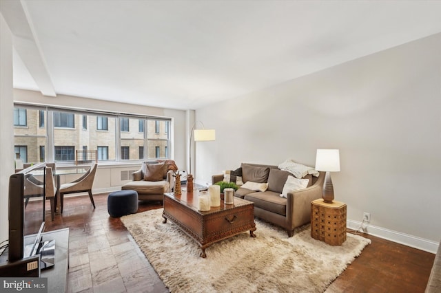 living room with baseboards