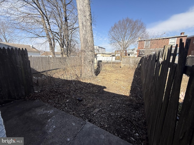 view of yard with a patio and a fenced backyard