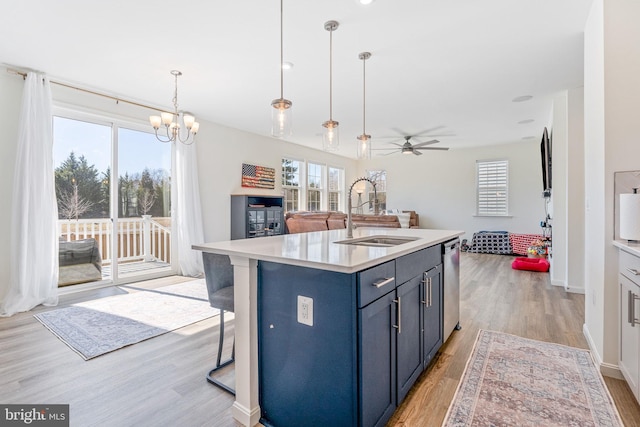 kitchen with a wealth of natural light, open floor plan, a sink, and dishwasher