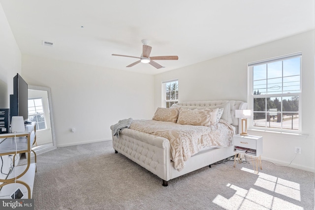 bedroom with carpet and multiple windows