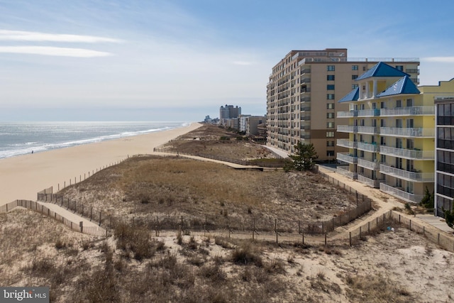 exterior space with a view of the beach