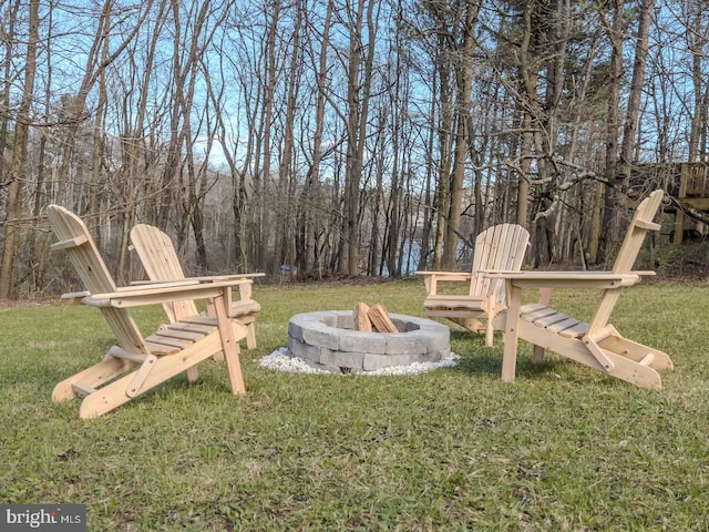 view of yard with an outdoor fire pit