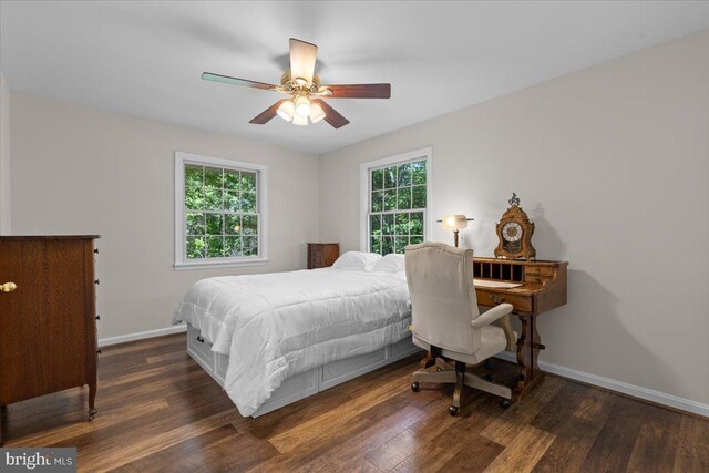 38577 Goose Creek Ln, Leesburg, VA 20175 - bedroom with wood finished floors, baseboards, and a ceiling fan