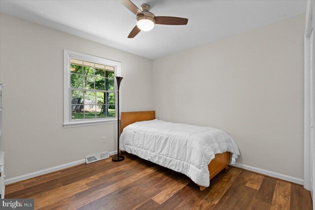 38577 Goose Creek Ln, Leesburg, VA 20175 - bedroom with baseboards, wood finished floors, and a ceiling fan