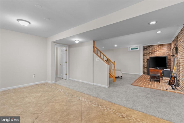 38577 Goose Creek Ln, Leesburg, VA 20175 - living area with baseboards, stairway, tile patterned floors, and recessed lighting