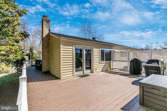 wooden deck with french doors