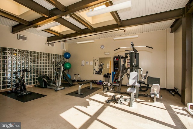 workout area featuring visible vents