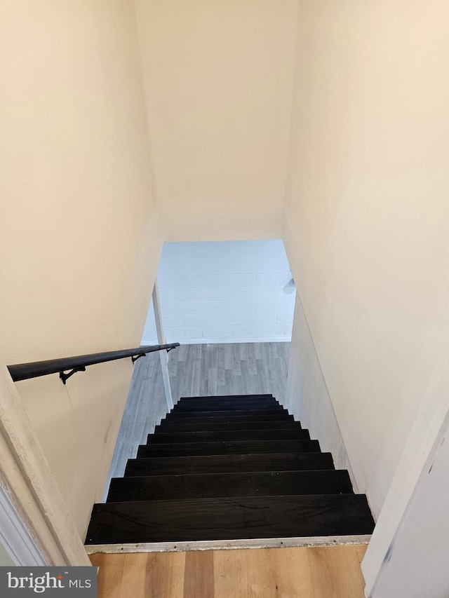 staircase with wood finished floors