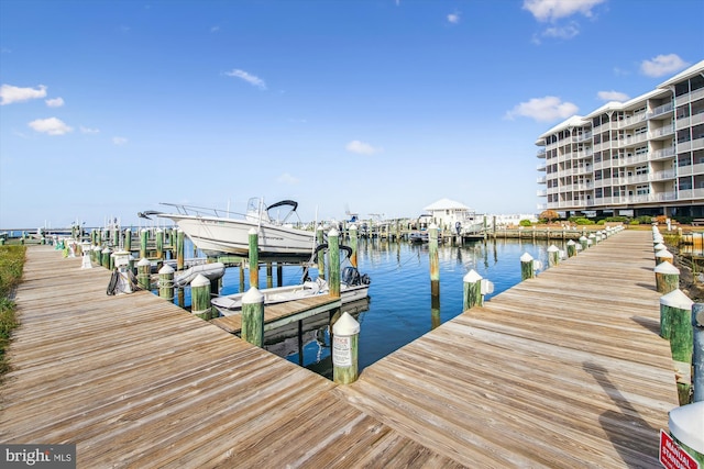 view of dock featuring a water view