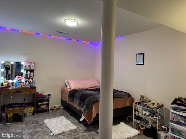 bedroom with visible vents