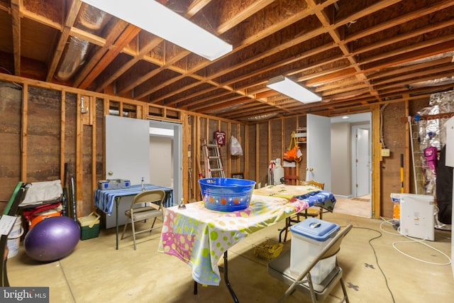 view of unfinished basement