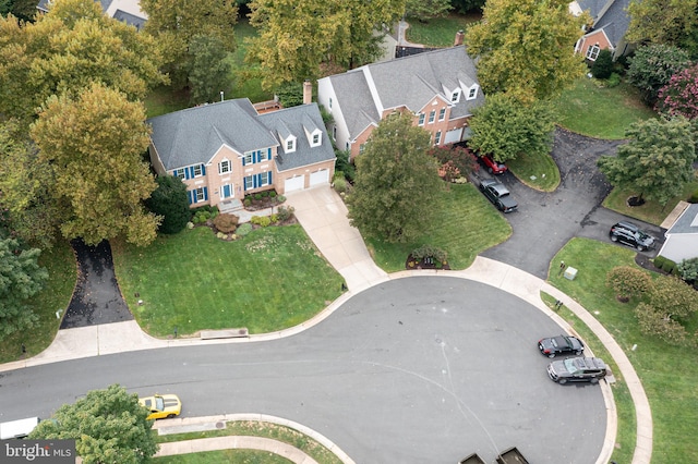 drone / aerial view with a residential view