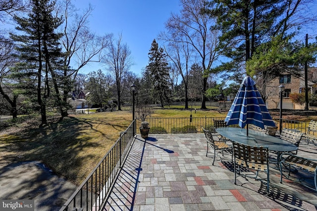 view of patio / terrace with fence and outdoor dining area