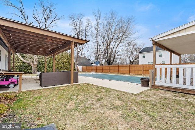 view of yard with a patio and fence