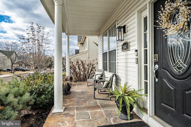 exterior space featuring covered porch