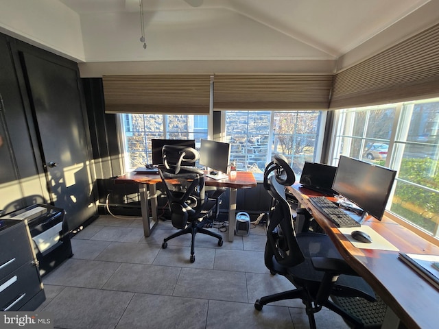 office area with vaulted ceiling and plenty of natural light