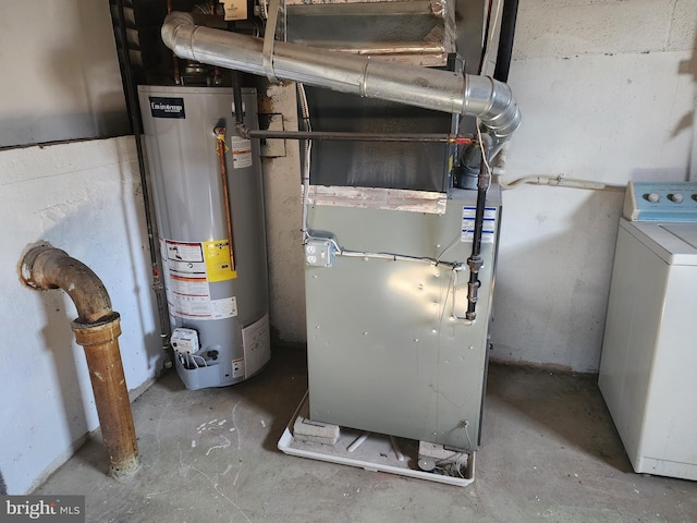 utility room featuring washer / dryer and water heater