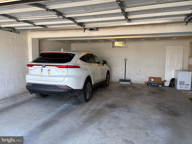 garage with a garage door opener