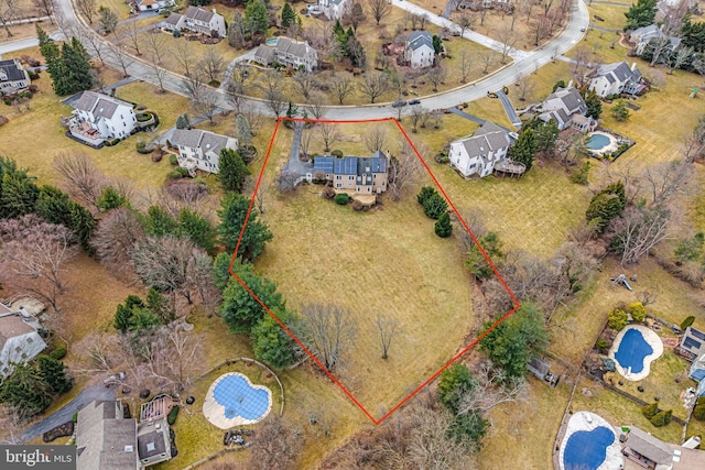 bird's eye view featuring a residential view