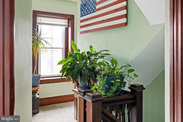 interior space featuring carpet and baseboards