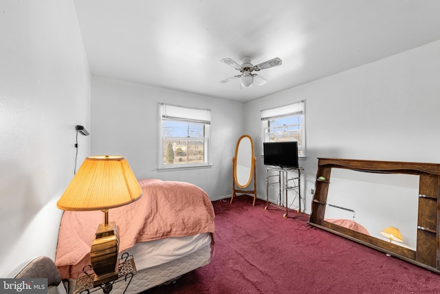 bedroom with carpet and ceiling fan