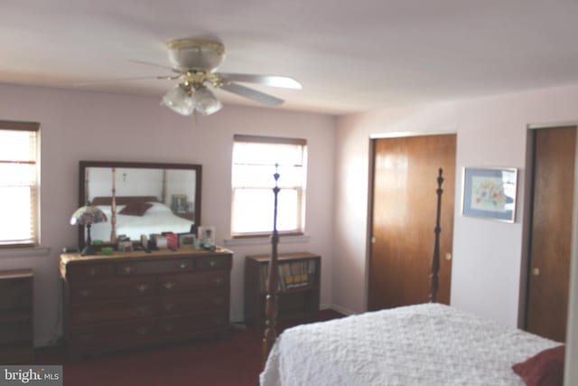 bedroom featuring ceiling fan