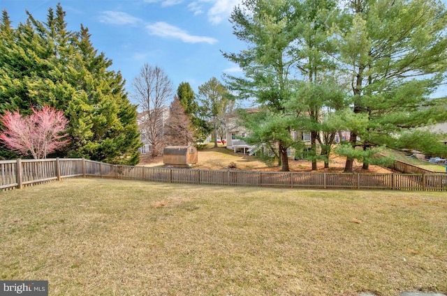 view of yard featuring a fenced backyard