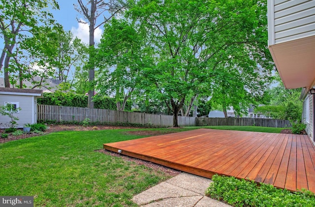 view of yard with a deck
