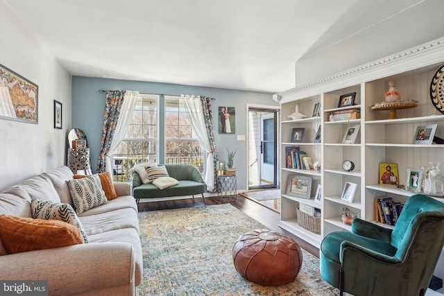 living area with wood finished floors