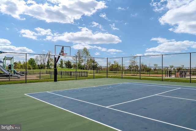 view of sport court featuring community basketball court and fence